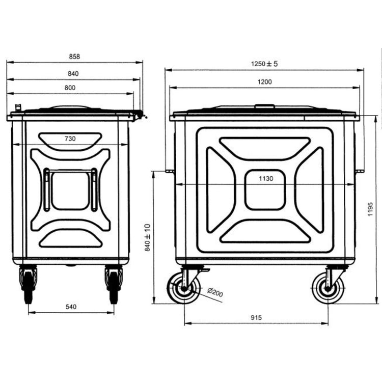 Ochsner Stahlcontainer Vermessungszeichnung